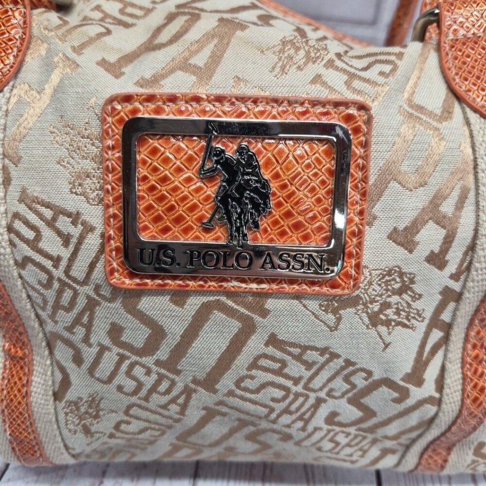 US Polo Assn Horse Medallion All Over Logo Graphics Large Handbag Purse - Picture 2 of 8